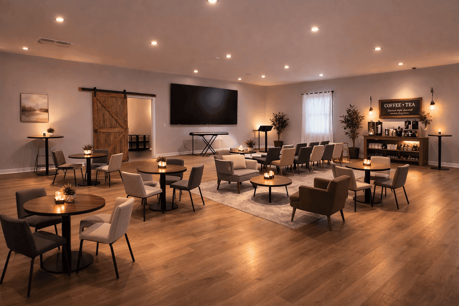 Vision for gathering room with cafe tables